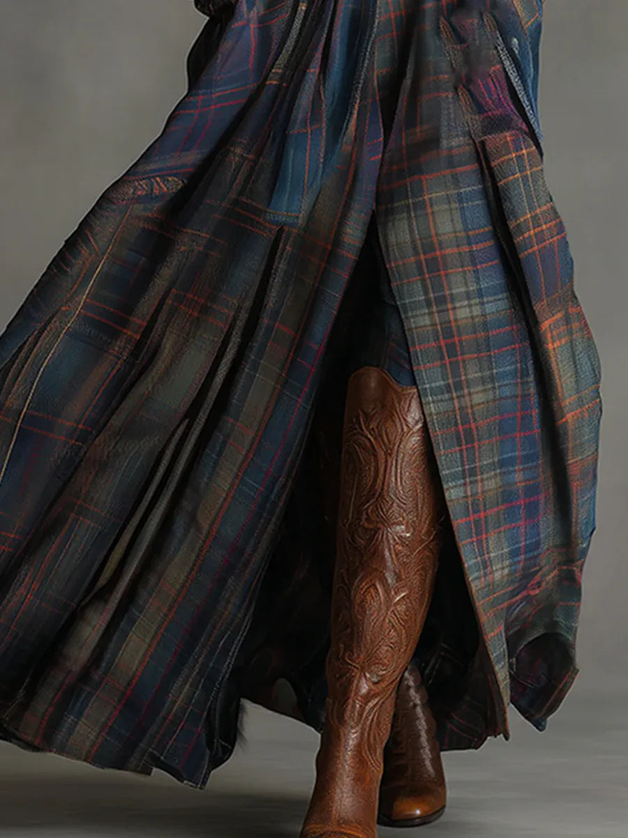 Edurne │ Sukienka Maxi w Niebieskim Zamszu