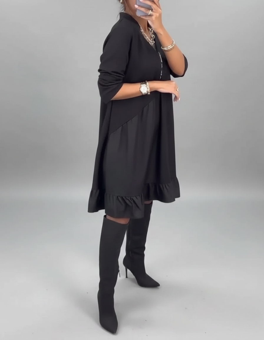 Karola | Sukienka o Kreatywnym Stylu z Dekoltem w Kształcie Litery V