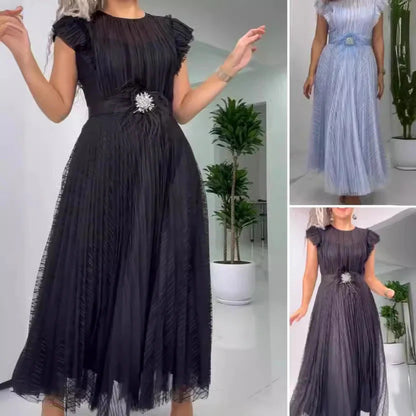 Lena | Sukienka z Szyfonu o Dopasowanym Kroju