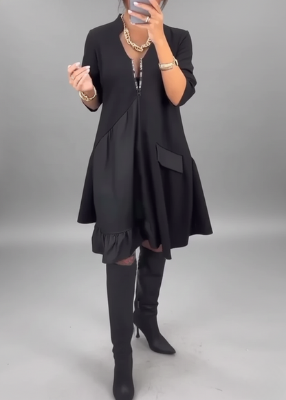 Karola | Sukienka o Kreatywnym Stylu z Dekoltem w Kształcie Litery V