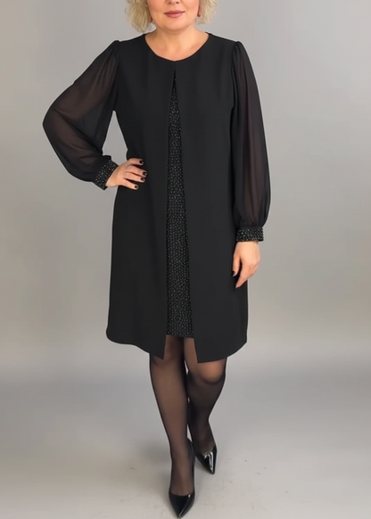 Marian | Elegancka Sukienka z Cekinami z Szyfonu