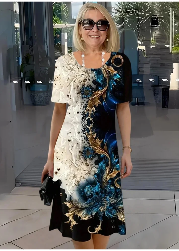 Selene | Damska Sukienka Casual na Lato z Nadrukiem 3D w Kwiaty