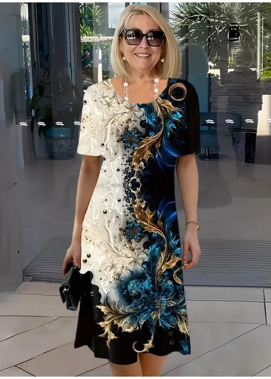 Selene | Damska Sukienka Casual na Lato z Nadrukiem 3D w Kwiaty