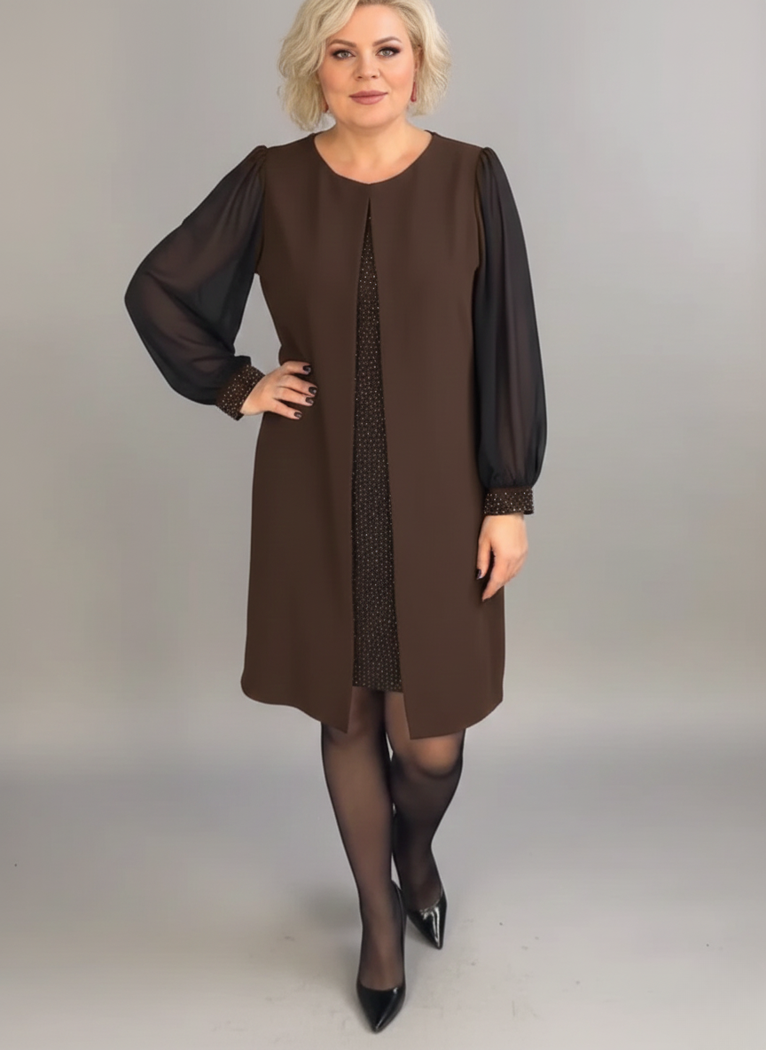 Marian | Elegancka Sukienka z Cekinami z Szyfonu