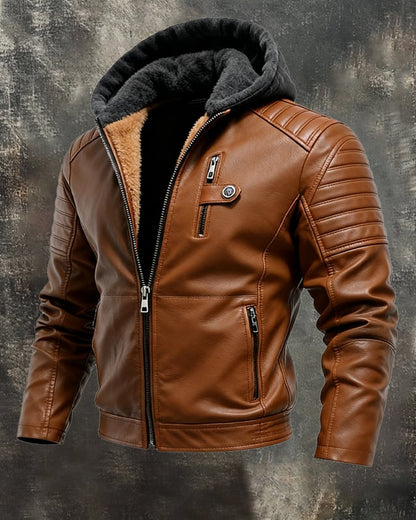 Daniel | Kurtka Z Kapturem Z Efektem Skóry Z Zamkiem