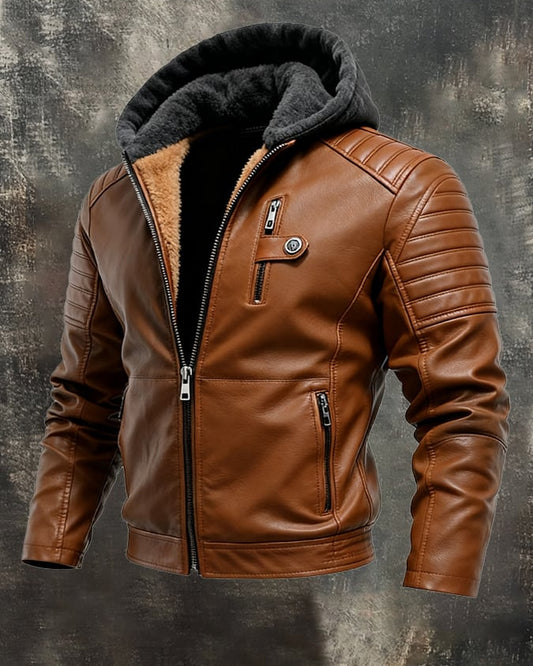 Daniel | Kurtka Z Kapturem Z Efektem Skóry Z Zamkiem