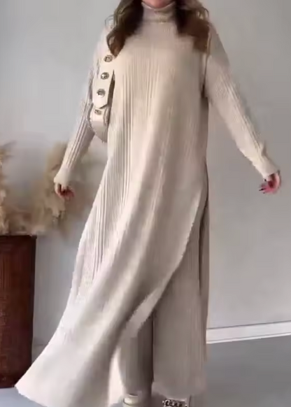 Femme | Dwuczęściowy Komplet z Gładkiego Dzianinowego Materiału