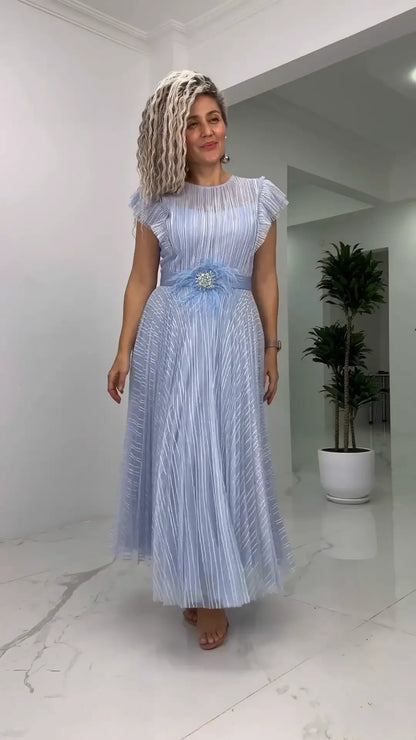 Lena | Sukienka z Szyfonu o Dopasowanym Kroju