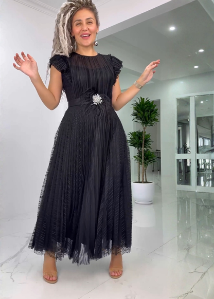 Lena | Sukienka z Szyfonu o Dopasowanym Kroju