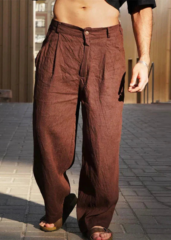 Virek | Spodnie lniane z Szerokimi Nogawkami