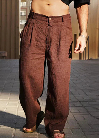 Virek | Spodnie lniane z Szerokimi Nogawkami