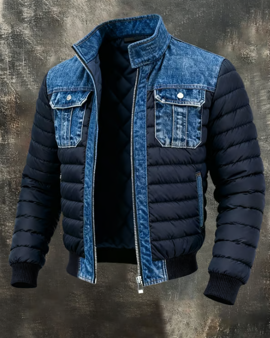 Patryk | Kurtka Quiltowana Z Wyszukanymi Szczegółami Denim