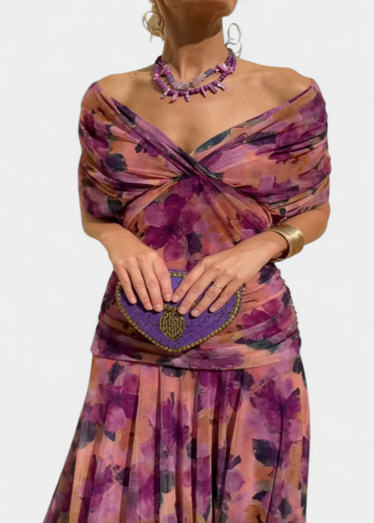 Eloria | Elegancka Sukienka Damska | Długa Sukienka w Kwiaty, Romantyczna