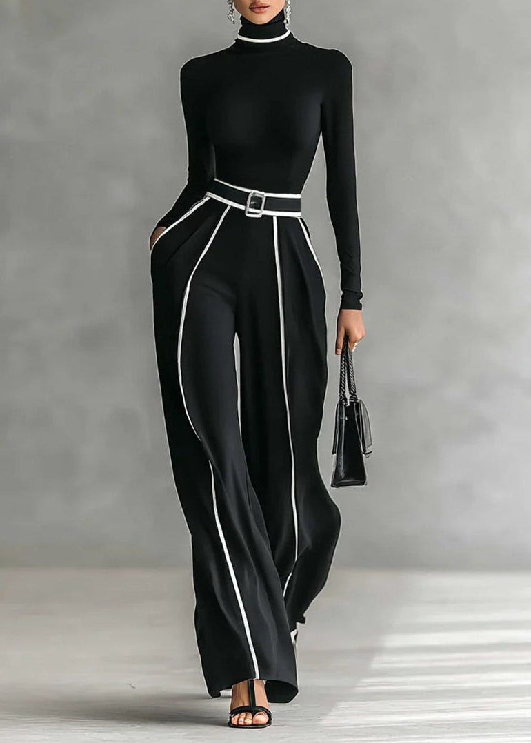 Emma │ Elegancki Dwuczęściowy Zestaw z Wysokim Kołnierzem i Szerokimi Spodniami