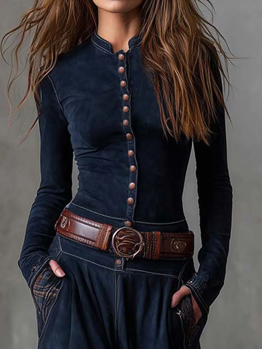 Azucena │ Sukienka Maxi z Zamszu z Paskiem