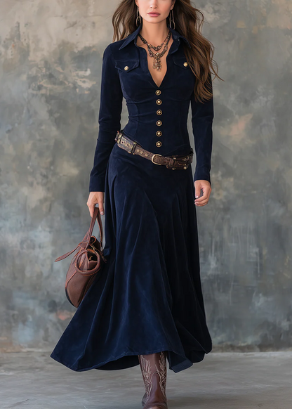 Diana │ Sukienka z Detailem Guzikowym z Damskiego Zamszu